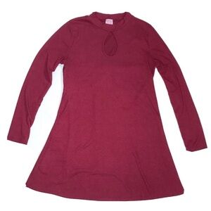 Deep Red Ribbed Keyhole Tunic Dress Size Small Retro Whimsigoth Dark Romance